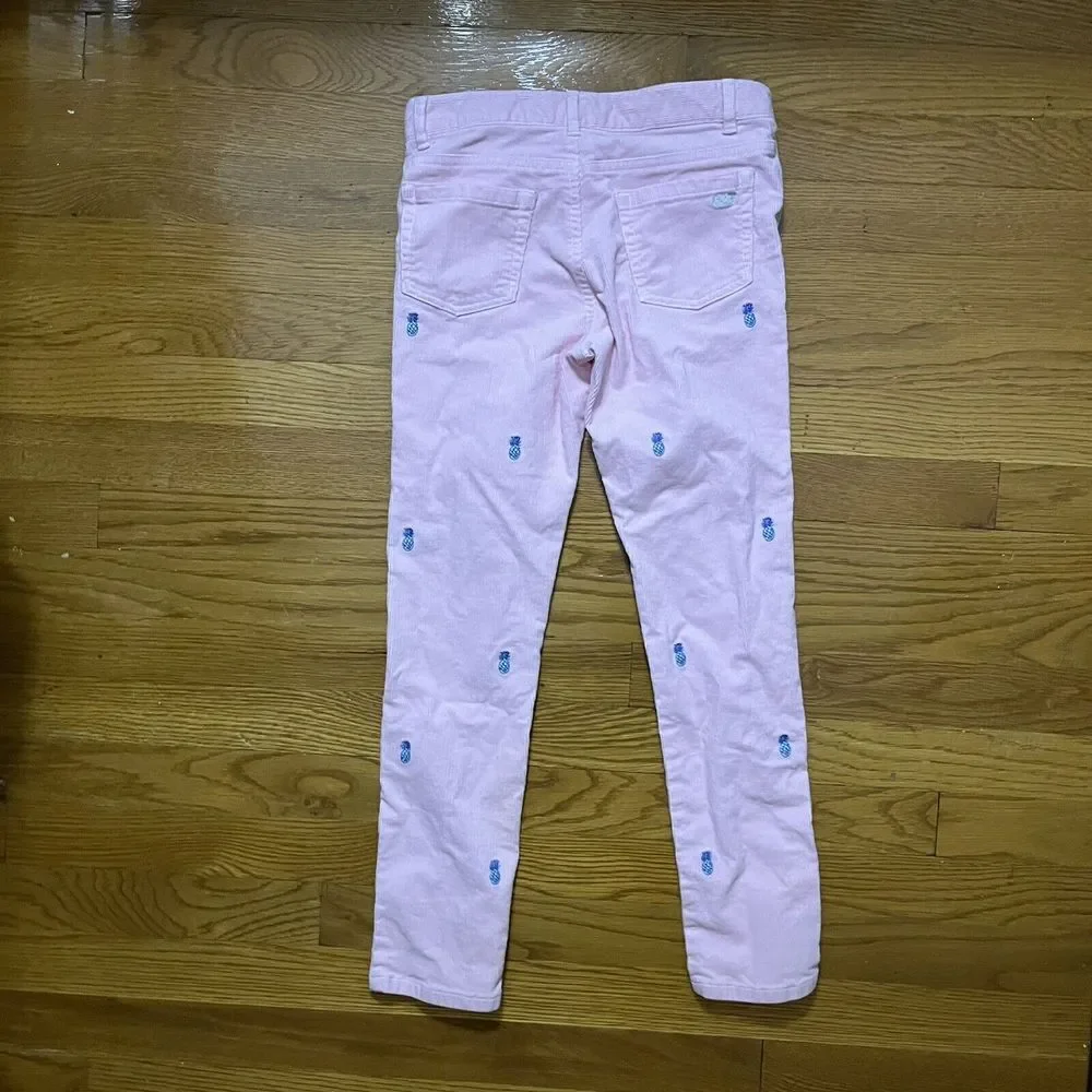 Girl's Vineyard Vines Pink Corduroy Pants w/ Blue Embroidered Pineapples - Sz 8 - Picture 4 of 5